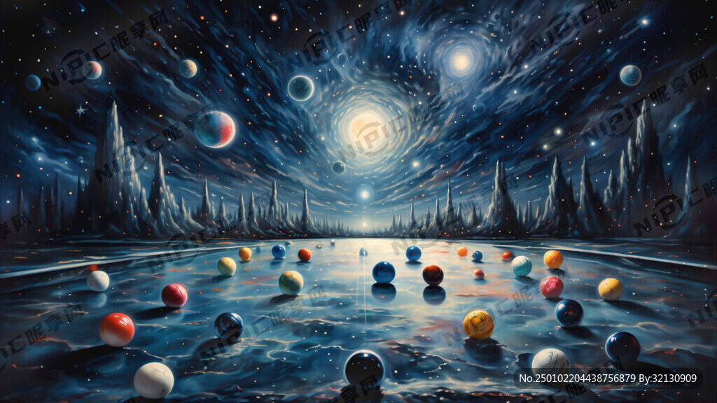 宇宙星空台球画