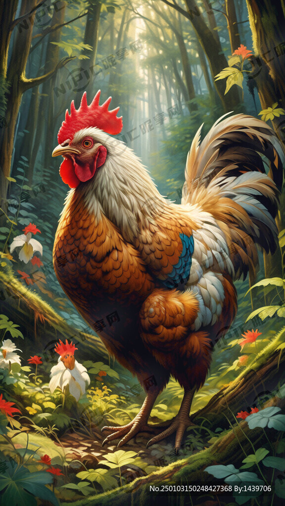 森林里的壮硕的鸡