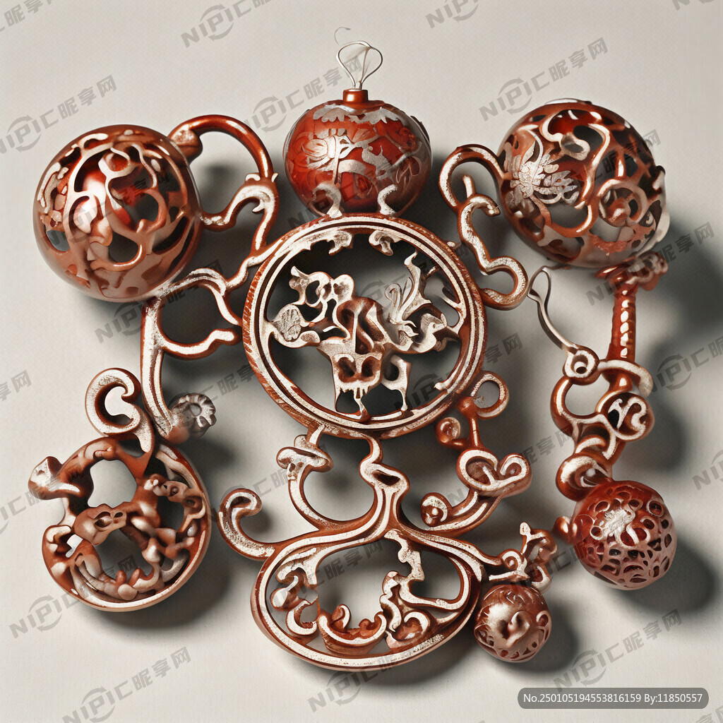 福禄寿喜财镂空纹饰