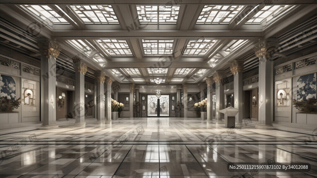 高铁站候车大厅 新中式风格