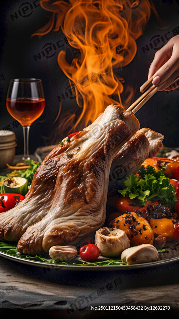 制烤羊腿烤羊排 热气腾腾