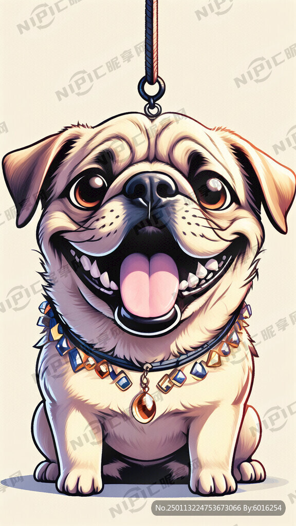 卡通哈巴狗 开心 吐舌头