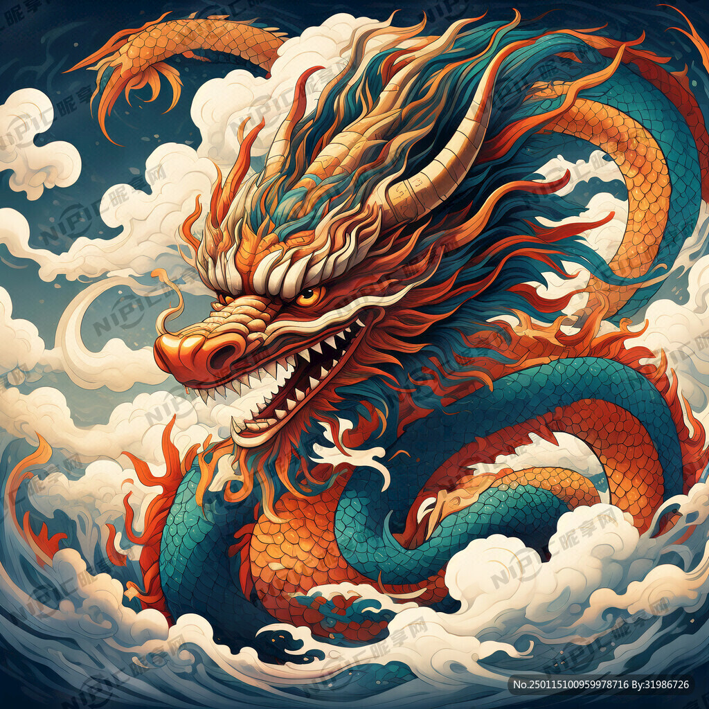 龙图腾 部落 图腾柱 插画