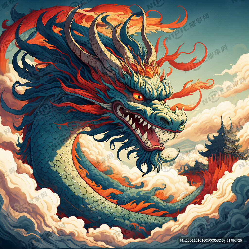 龙图腾 部落 图腾柱 插画