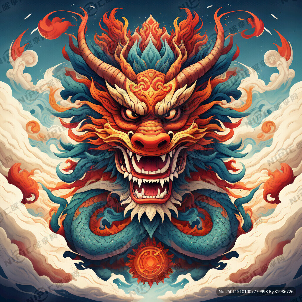 龙图腾 部落 图腾柱 插画