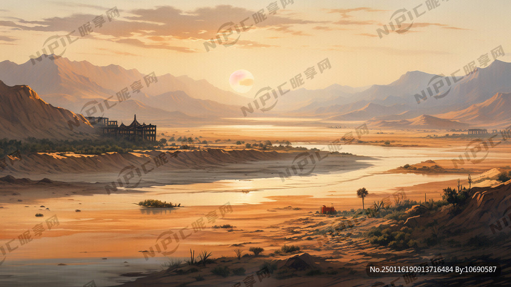 超大广角 俯视视角 大漠孤烟直