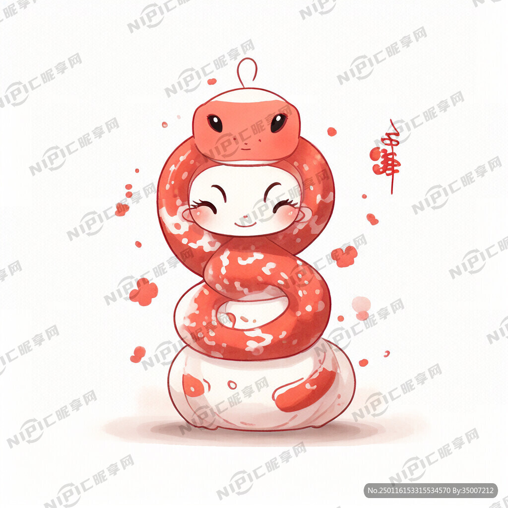 蛇年 卡通 喜庆 红色