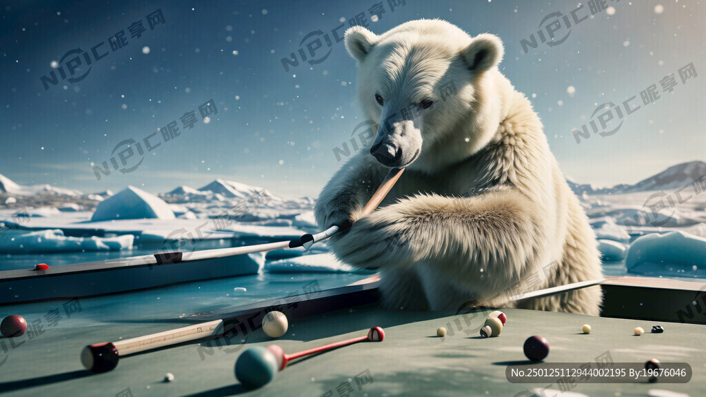 北极熊打台球 北极 北极熊