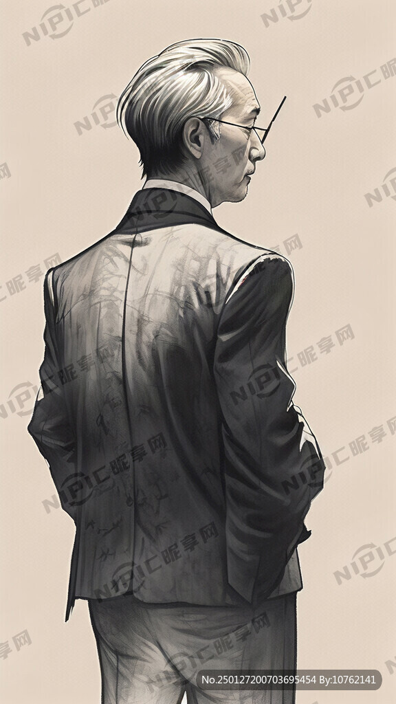 穿着西装的中老年人回头图