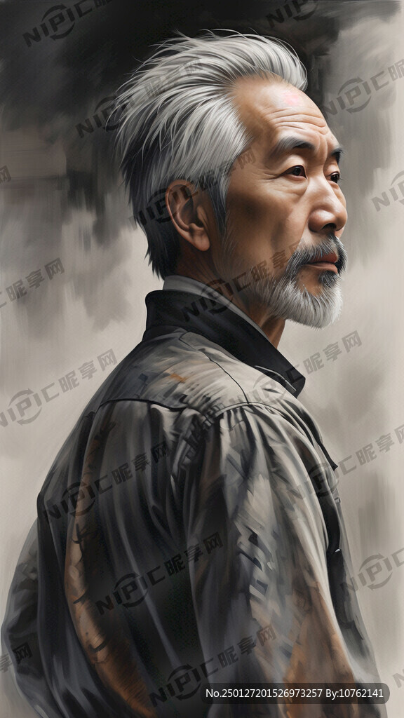 中老年人男士回头逼真彩图