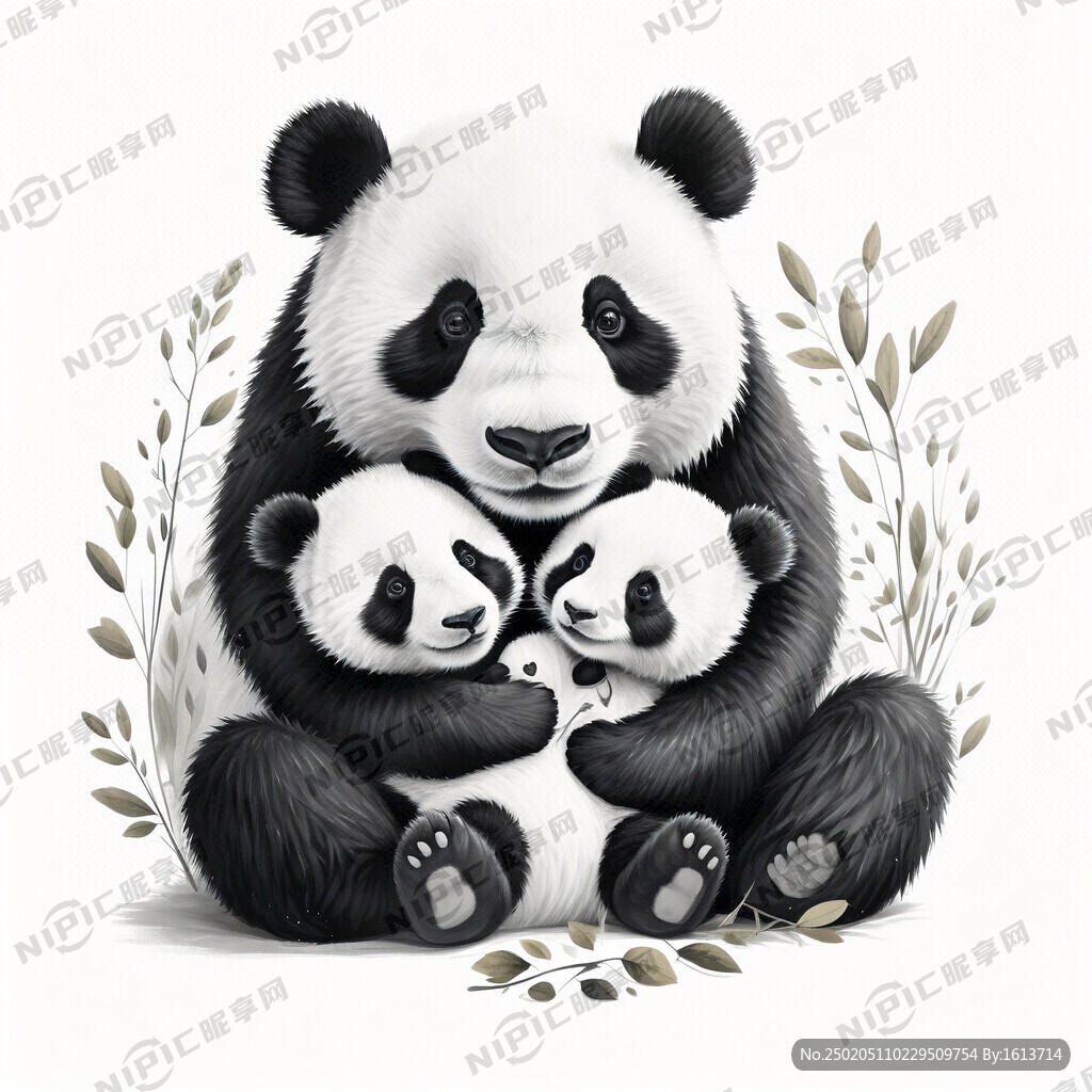 熊猫妈妈怀抱熊猫宝宝 可爱