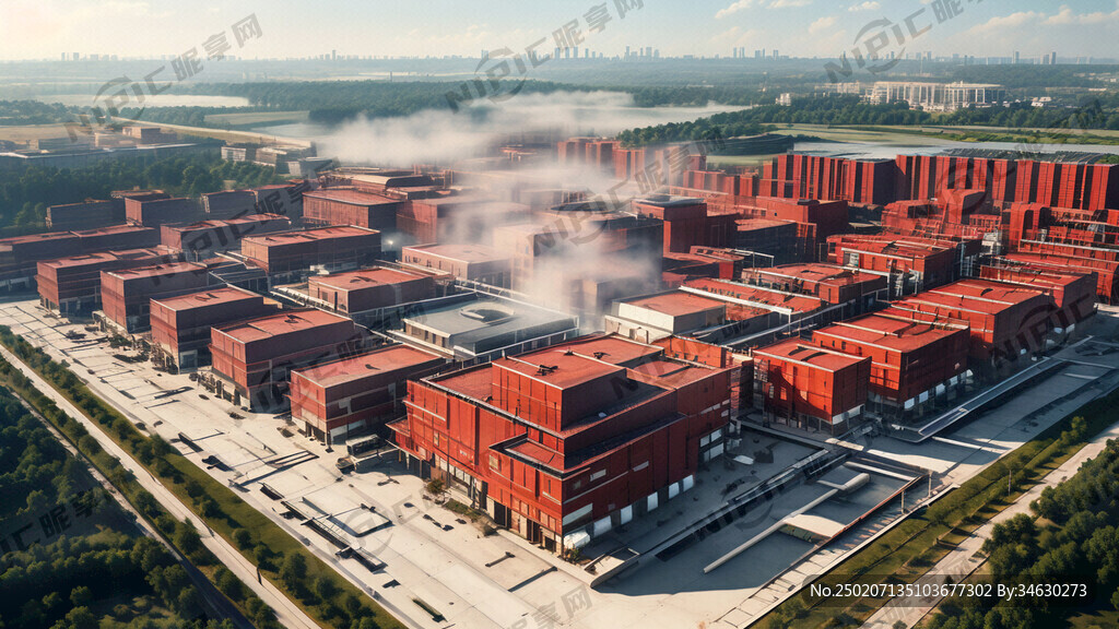 生成一张纺织服装厂厂区鸟瞰图