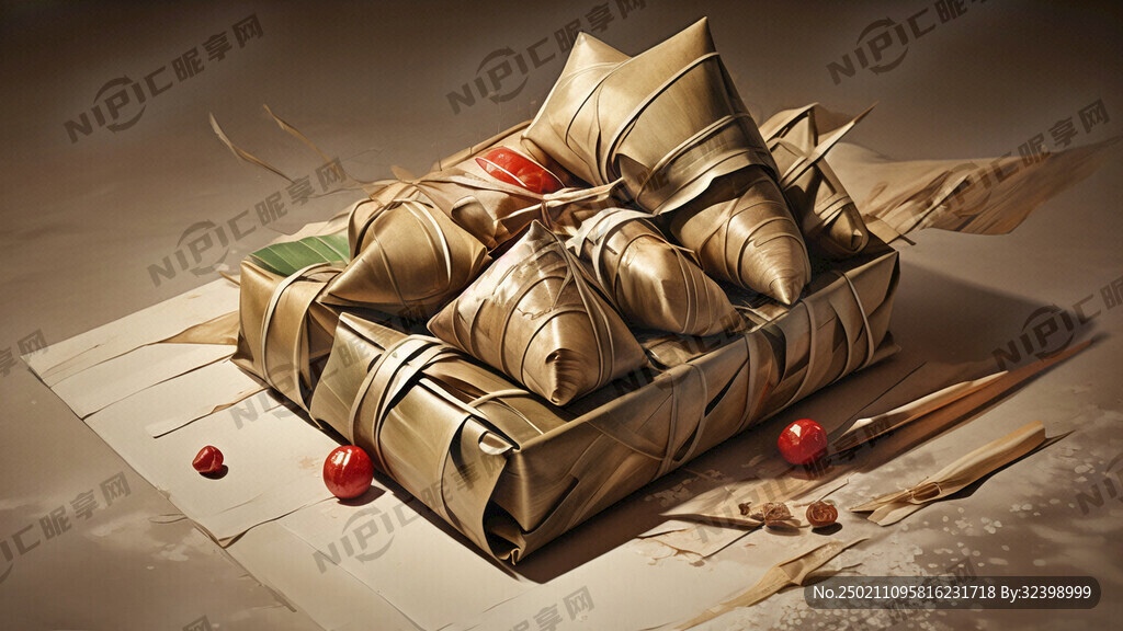 端午粽子礼盒 手绘风格