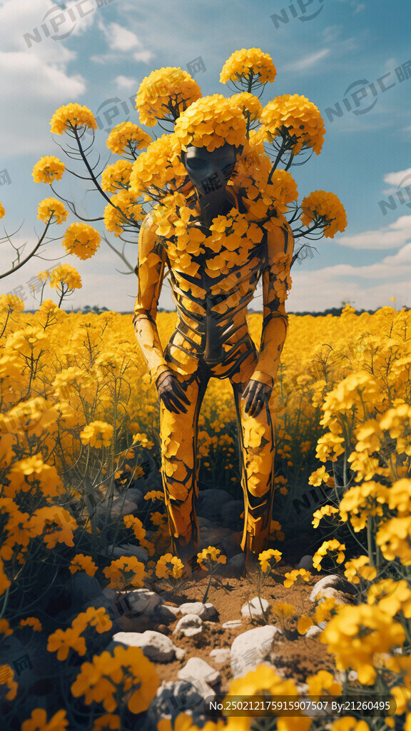 金黄色 异形 油菜花 地贴