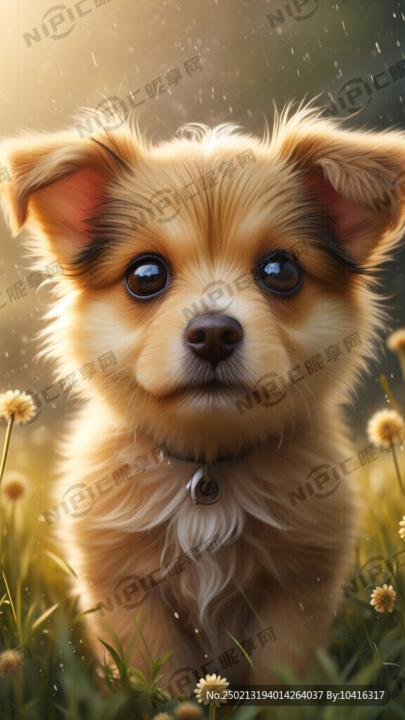 可爱小黄狗 头部特写