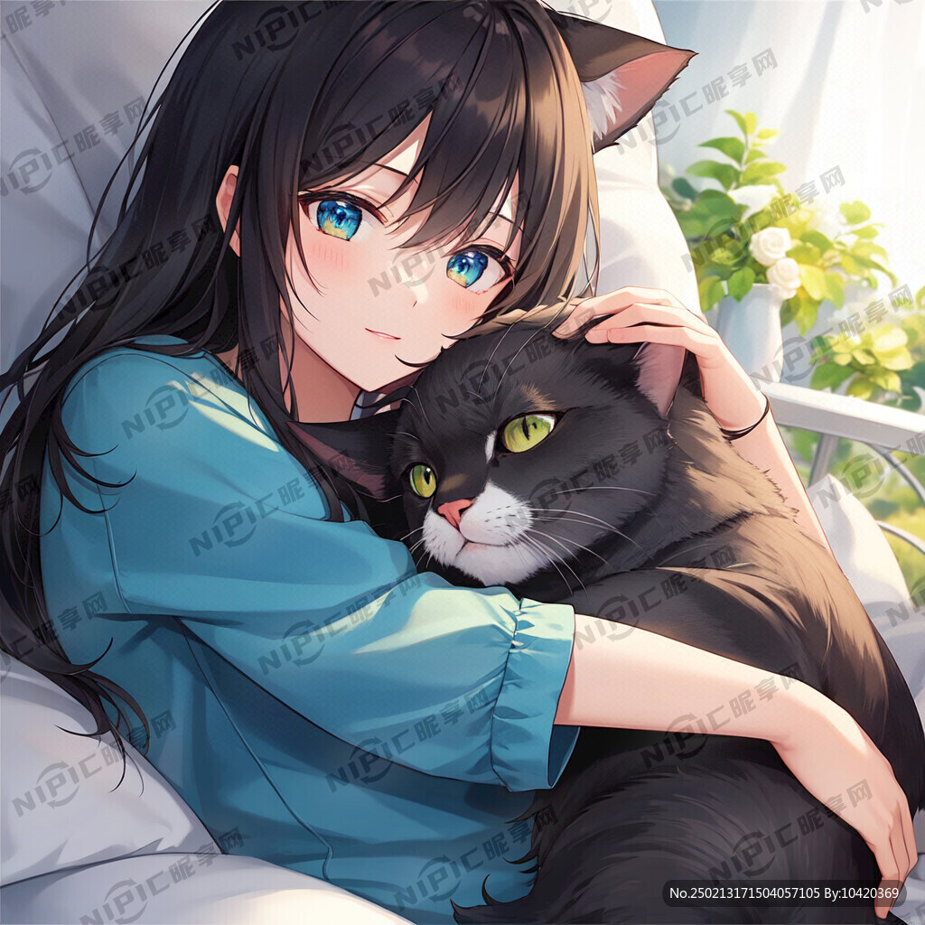 猫狗依偎一起卡通 漫画风 可爱