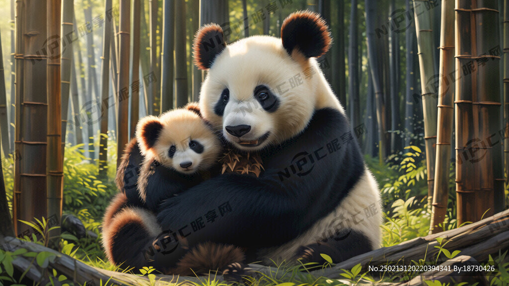 大熊猫抱小熊猫