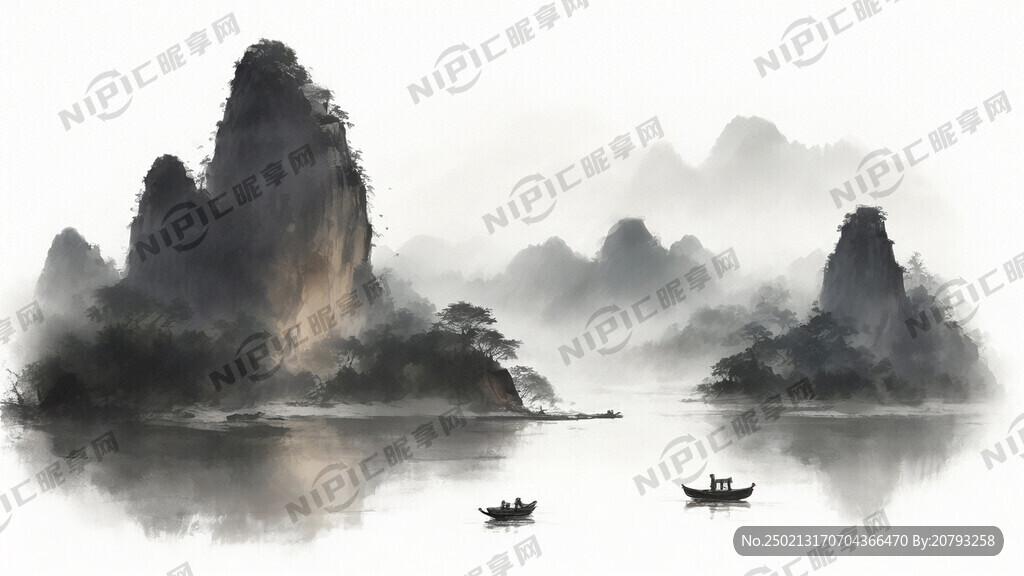 采用北宋画家王希孟的千里江山图