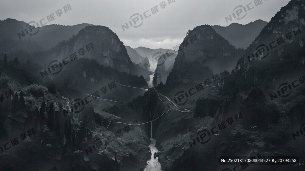 象鼻山纯黑色线条