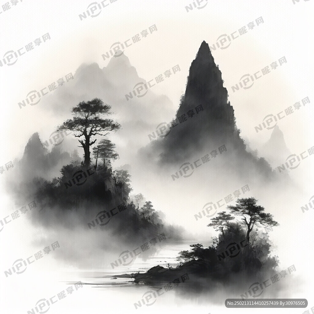 山谷 中国风 中国画 山水