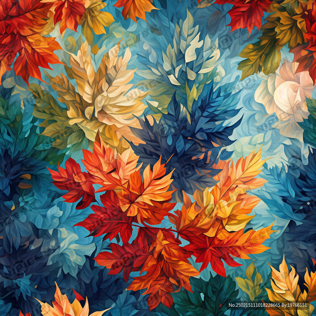 彩色梧桐叶堆叠起来像像花一样