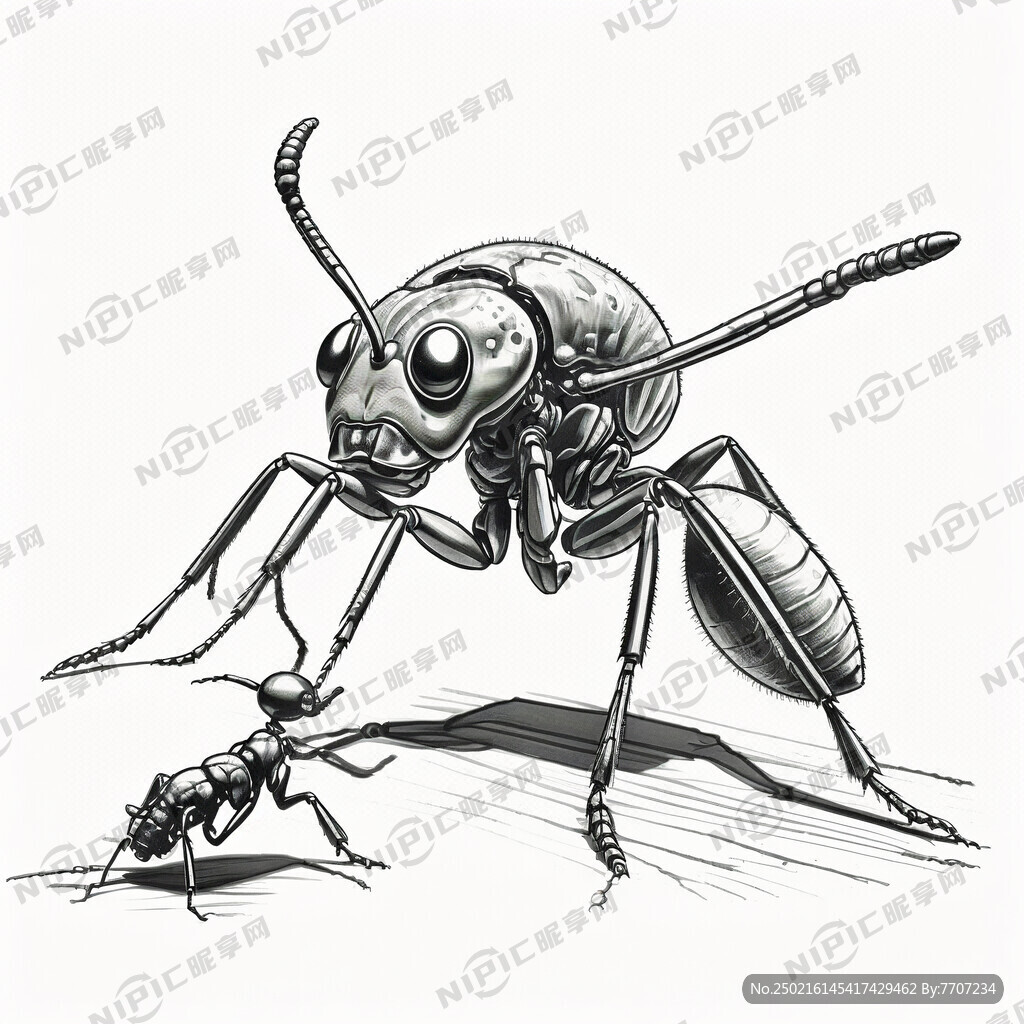线稿风格 一只大蚂蚁