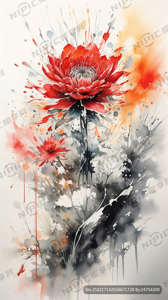 水彩画 各种花朵 阳光