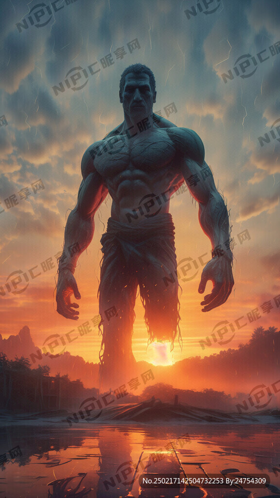 一位巨人从沉睡中苏醒 伸展双臂