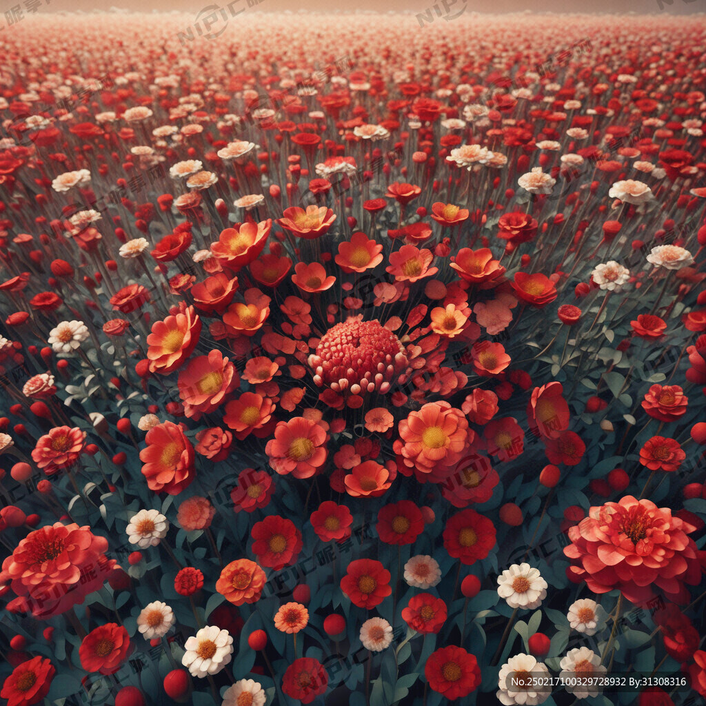 繁花绽放 花芯在图中心