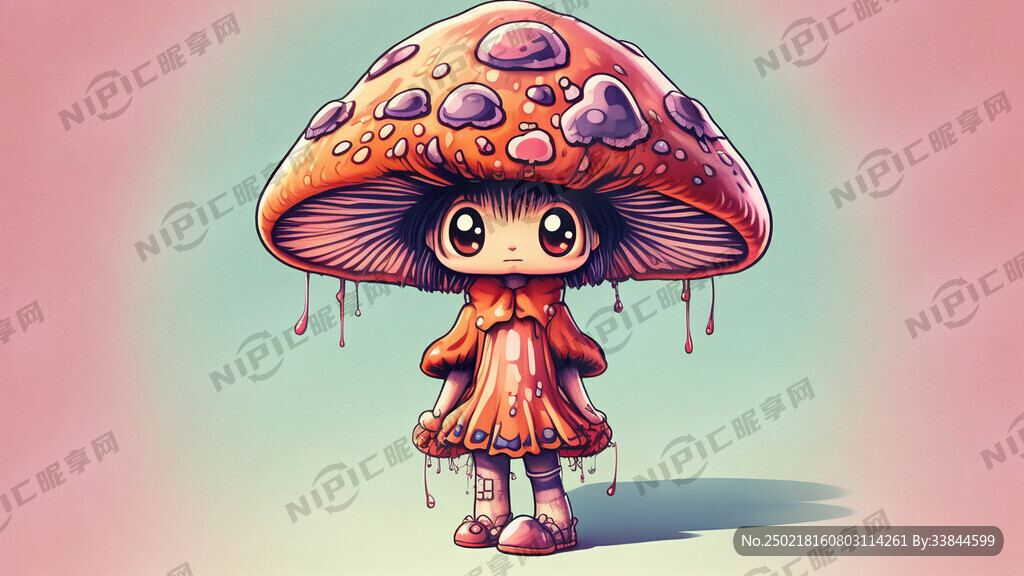 蘑菇 彩色 卡通拟人 照片风格