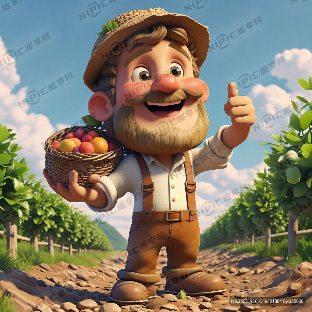 可爱的卡通农民大叔  穿着可爱