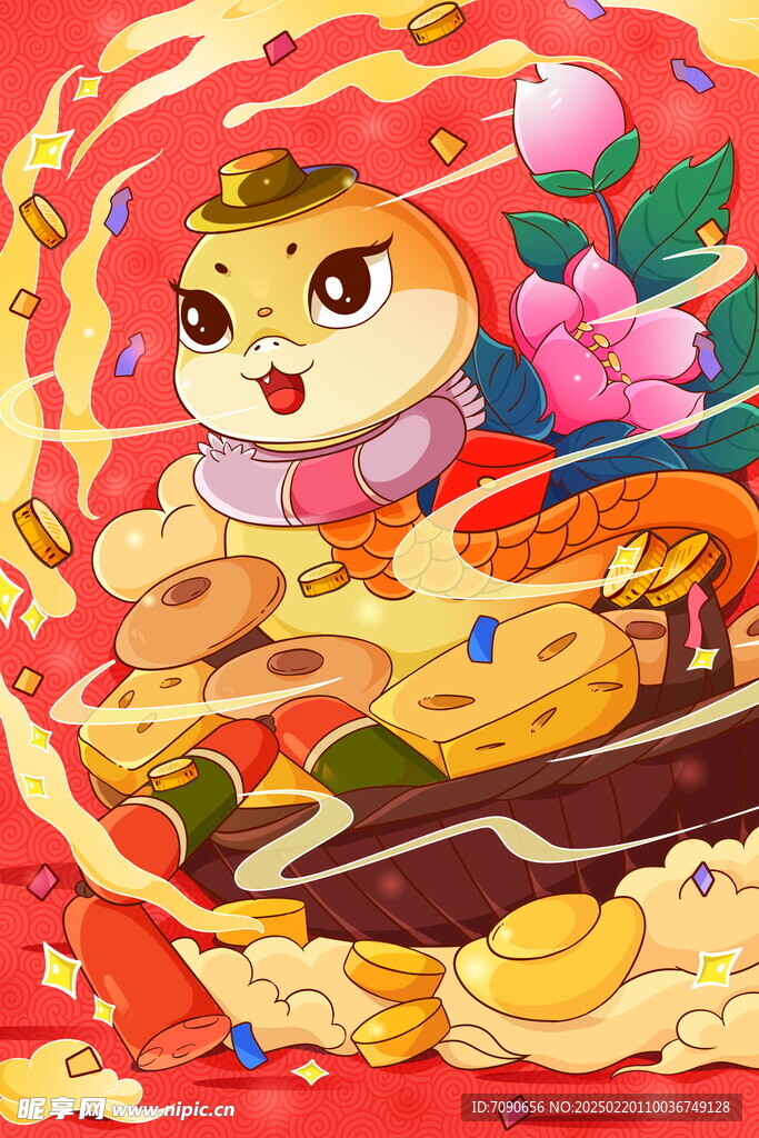 新春可爱卡通插画    