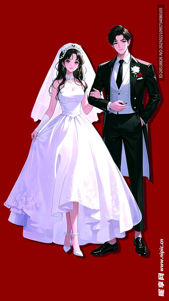 卡通新娘新郎