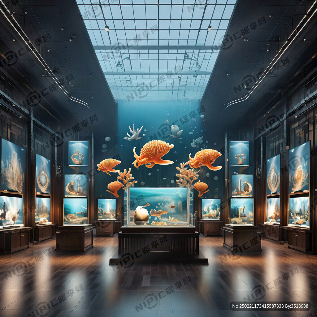 海产品展示大厅3D渲染图