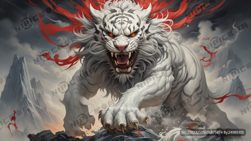 白虎中国古代神话神兽 体型健硕