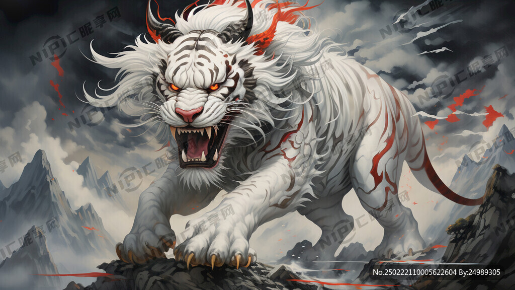 白虎中国古代神话神兽 体型健硕