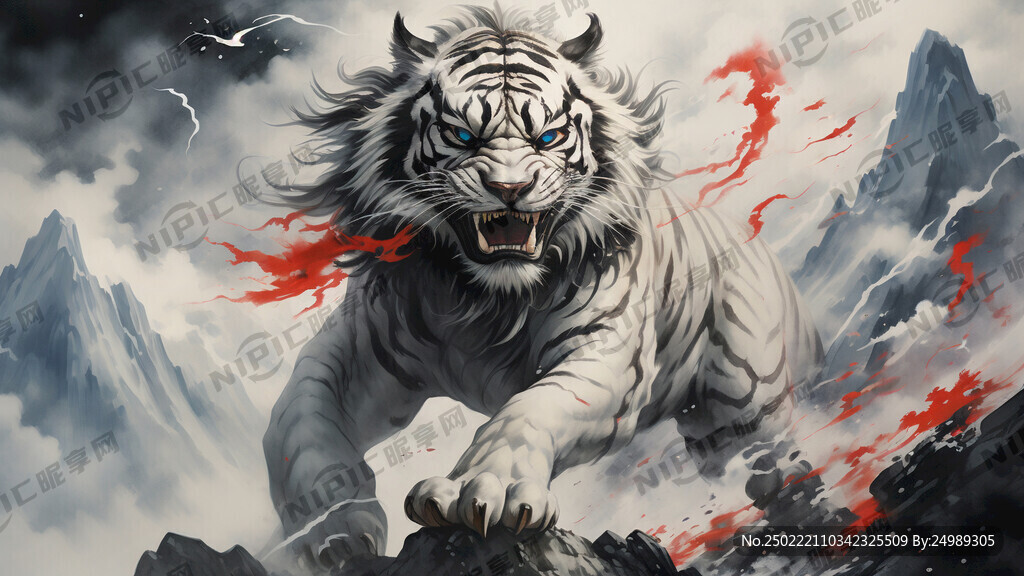 白虎中国古代神话神兽 体型健硕