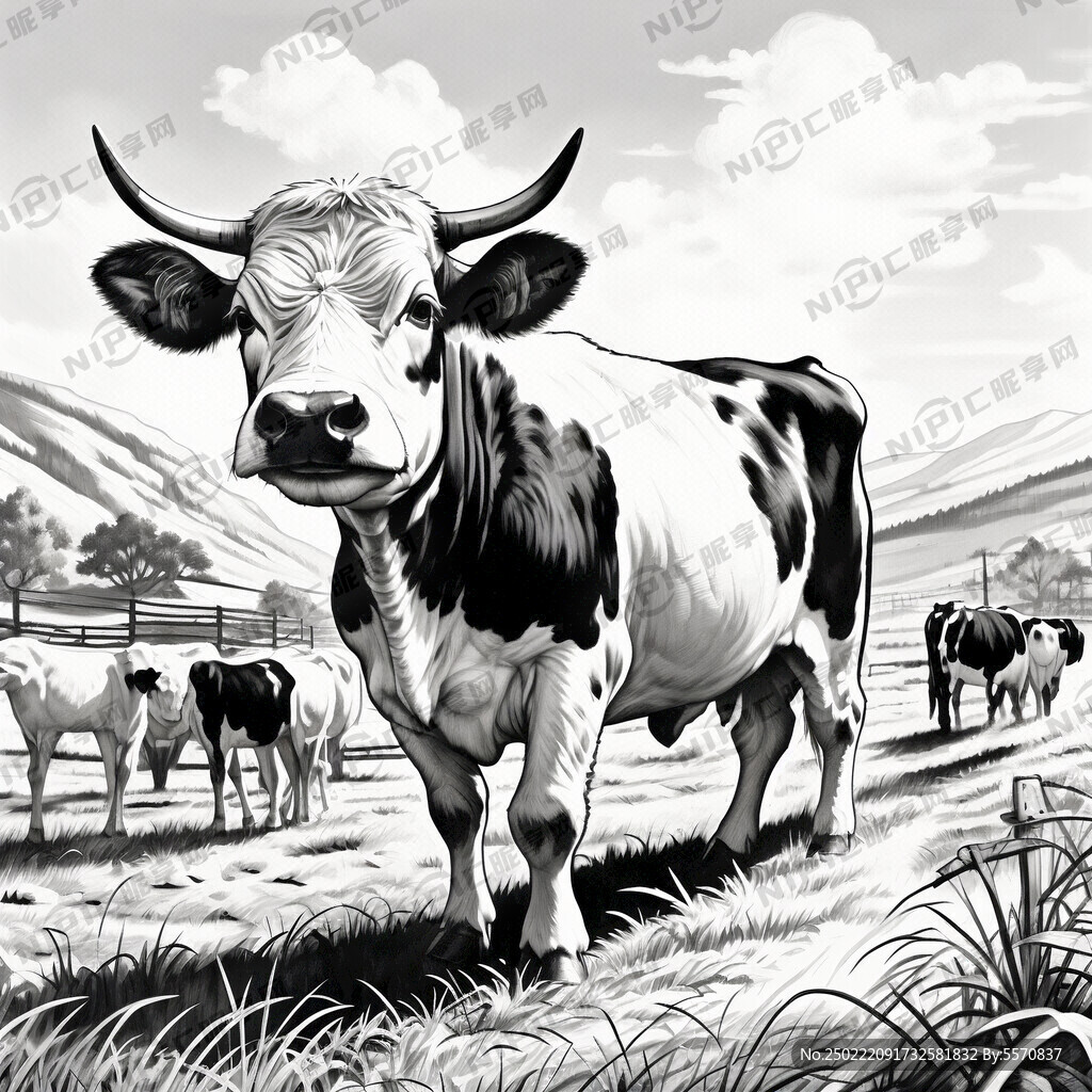 以牧场为背景 奶牛为主体 高清