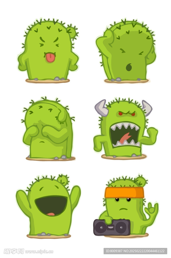可爱仙人掌表情插画