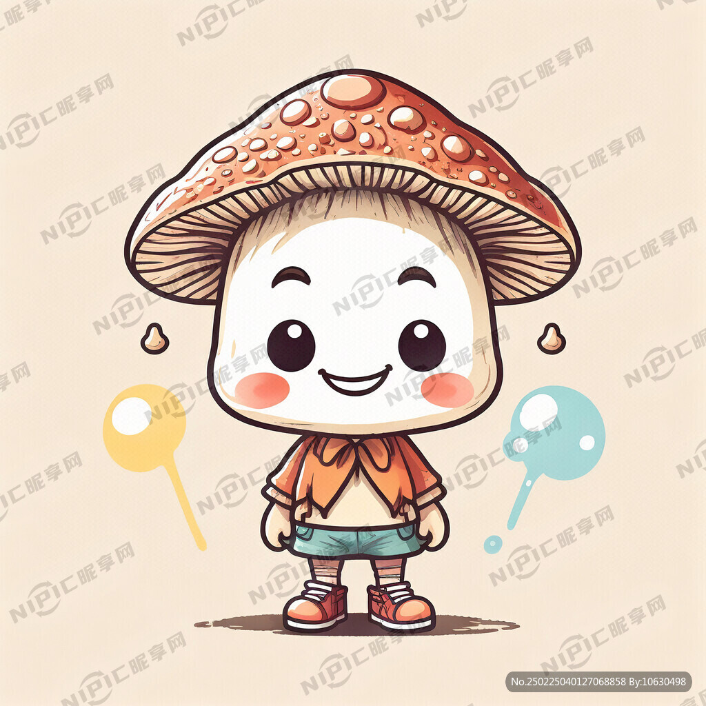 以小蘑菇为元素 表情调皮