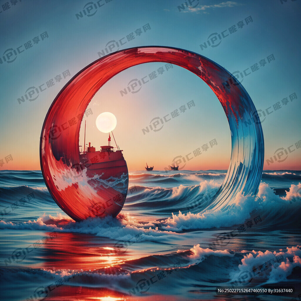 生成一个红色的半月和蓝色的半月