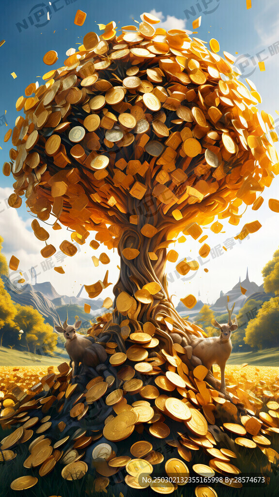 一颗粗大的金黄金黄的黄金树