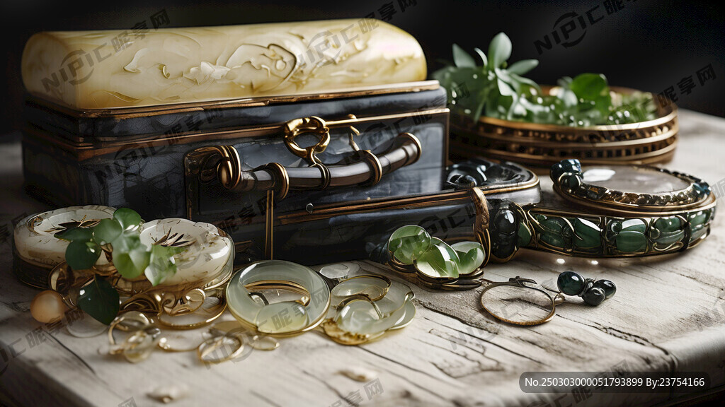 百宝箱和很多和田玉手镯 现代风