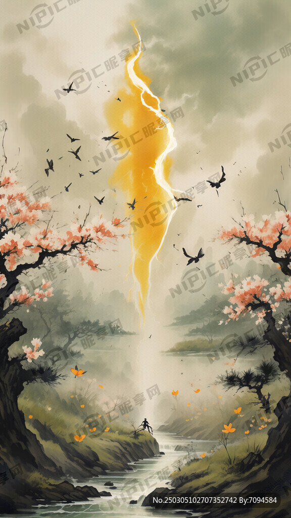 浅绿色渐变 周围蜜蜂、蝴蝶飞舞