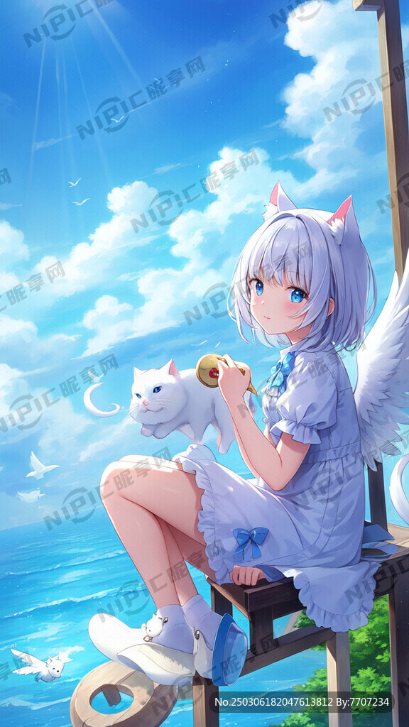 一只长着翅膀的小白猫