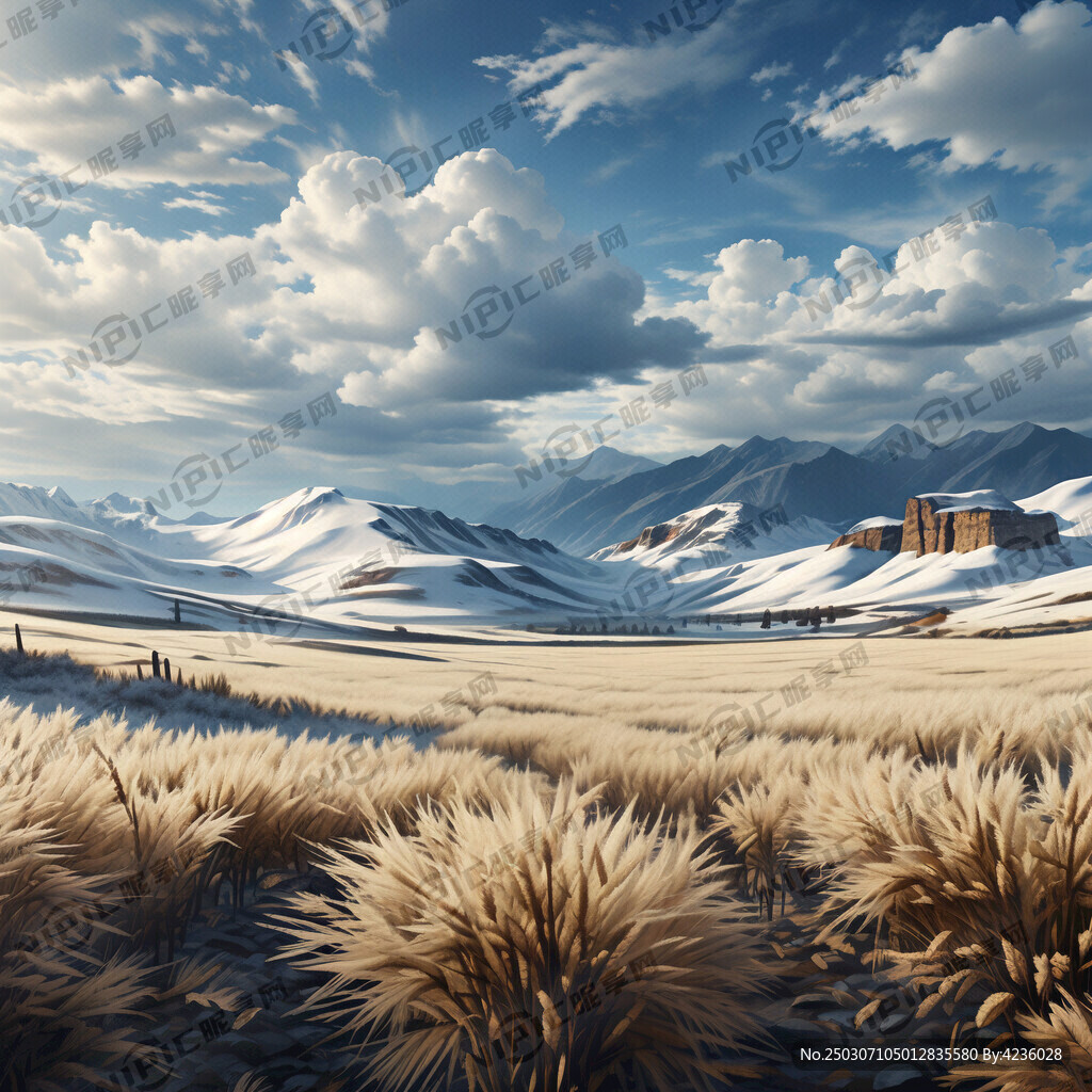 蓝天白云雪山青稞地