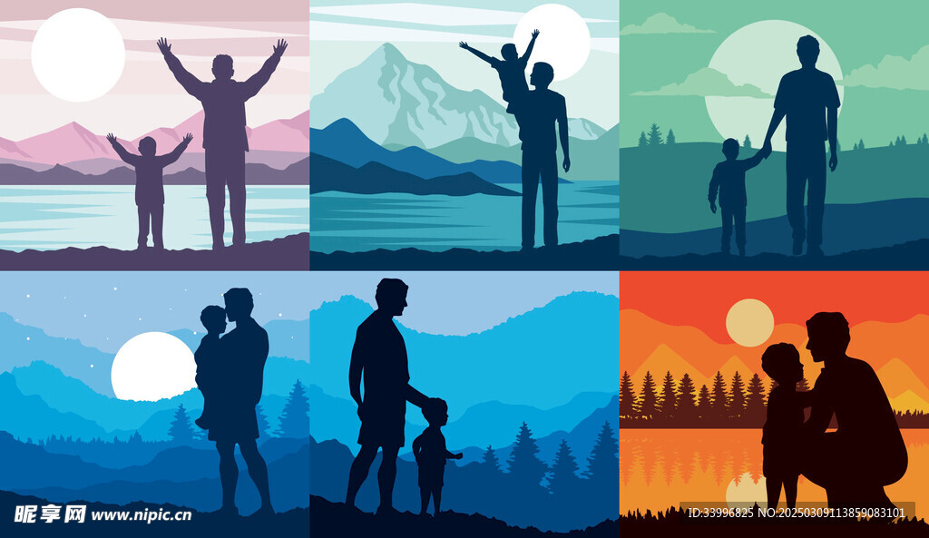 父亲带着孩子欣赏自然景观