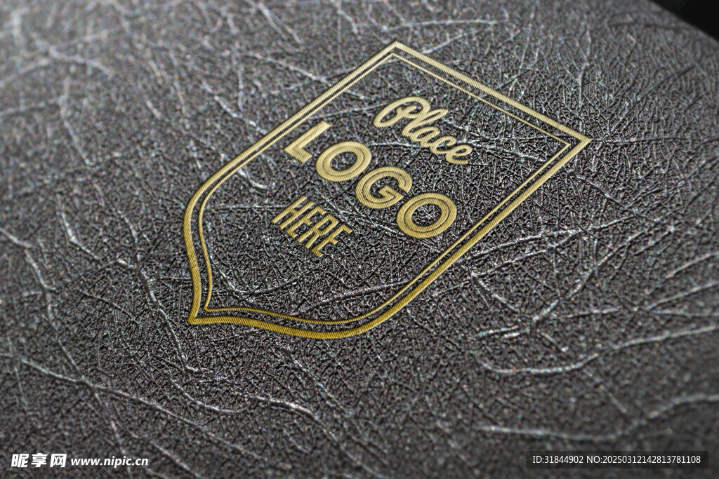 logo皮革烫金效果样机