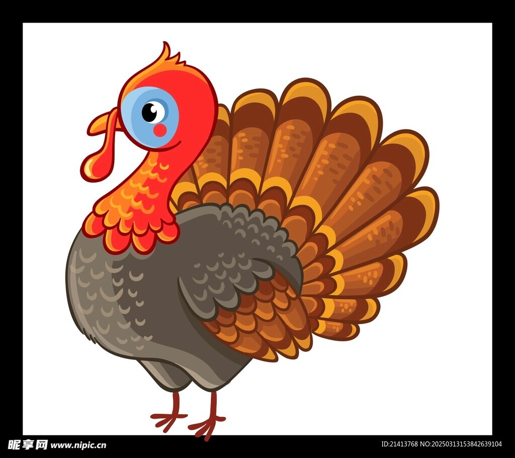 手绘卡通火鸡 