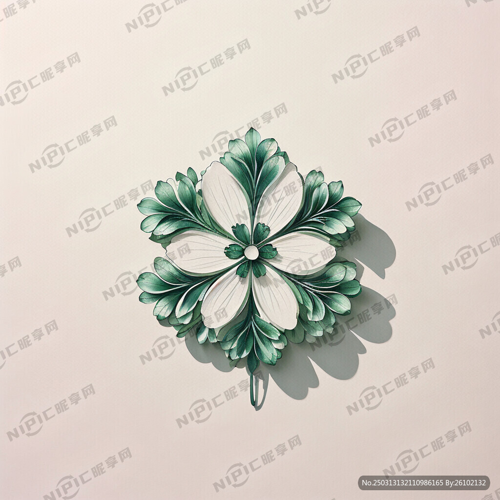 印花对称小图标花型 类似四叶草